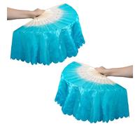 Ldabrye 1 paio di velo per danza del ventre fatto a mano da donna in bambù per danza nazionale lungo per feste puntelli danza nazionale lungo, Coppia blu, Taglia unica