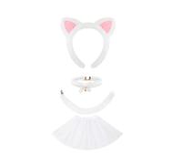 Ldabrye 3/4 pz Gatti Costumi Cosplay Orecchie Fascia Campane Girocollo Coda Tutu Halloween Animale Costume Accessori Kit Costume