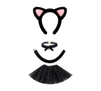 Ldabrye 3/4 pz Gatti Costumi Cosplay Orecchie Fascia Campane Girocollo Coda Tutu Halloween Animale Costume Accessori Kit Costume