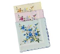 Ldabrye 3/6Pcs Stampa Floreale Cotone Fazzoletto Morbido Tessuto Per Le Donne Uso Quotidiano Fazzoletto In Cotone Leggero, 3 articoli, Taglia unica