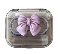 Ldabrye Bella scatola contenitore per lenti a contatto con fiocco per una conservazione sicura e una facile portabilità con scatola per riporre le lenti, Viola, Elegante design con fiocco