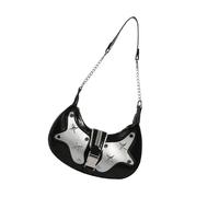 Ldabrye Borsa da donna a tracolla a catena Half Moom PU pelle ascella signore pendolarismo elegante ascellare borsa donna moda ascella, Nero