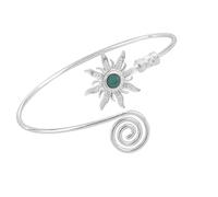 Ldabrye Braccio da sole retrò regolabile con pietra turchese naturale e design aperto per personalizzazione, robusto metallo costruisce anelli retrò, Misura unica, come descritto