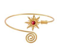 Ldabrye Braccio da sole retrò regolabile con pietra turchese naturale e design aperto per personalizzazione, robusto metallo costruisce anelli retrò, Misura unica, come descritto