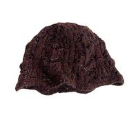 Ldabrye Cappello da pescatore a maglia pieghevole ventilato con dettagli all'uncinetto a tesa larga Bucket Design all'uncinetto da viaggio essenziale pieghevole a maglia pescatore, Caff, Taglia unica