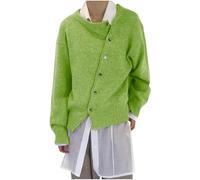 Ldabrye Cardigan da donna in maglia confortevole, caldo scollo rotondo e design irregolare con bottoni per una comoda stratificazione nei maglioni invernali freddi, Verde, M