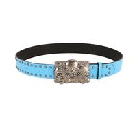 Ldabrye Cintura in vita unisex con teschio, regolabile, in pelle PU, stile casual, per una maggiore durata e comodità, Blu, Taglia unica