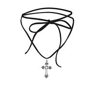 Ldabrye Collana con ciondolo in lega materiale regalo con catena a girocollo con cravatta a croce per ciondolo donna ragazza