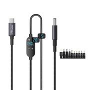 Ldabrye Display digitale DC5.5x2.1mm a Tipo C Cavo di alimentazione 5V/9V/12V/15V/20V/28V Tensioni regolabili per Viaggi Ufficio Uso Tensione regolabile Cavo di tipo C