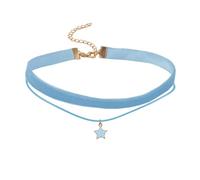 Ldabrye Doppi strati Velluto Girocollo Catena Donna Collo Collana con ciondolo a forma stella Collare Gioielli punk Pentagramma Stella Ciondolo con ciondolo Collana con colletto multistrato