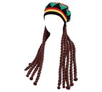 Ldabrye Dreadlocks treccia parrucche cappello per adulti divertente lavorato a maglia senza tesa cappello giamaica treccia mascherate festa costume fotografia berretti regolabili