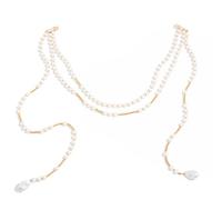 Ldabrye Elegante ciondolo con nappe con perle finte, accessorio alla moda per lavoro, feste, decorazione con nappe, Misura unica, come descritto