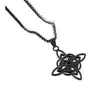 Ldabrye Elegante ciondolo vintage a forma di crocifisso con nodo orientale, opzioni oro e argento, per uomo, collana di compleanno con nodo cinese, as shown, Metallo