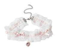 Ldabrye Elegante pizzo Bowknot Disegni Cristalli Accento Girocolli Collana Catena Della Lega Per Le Donne Regalo Dare Bowknot Ciondolo Clavicola Monili, Misura unica, come descritto, come descritto