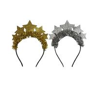 Ldabrye Fascia per capelli con stelle glitterate, fasce per capelli natalizie con tinsel, fasce per capelli per feste creative di Capodanno, accessori per capelli per donne e ragazze