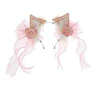 Ldabrye Fascia per capelli in peluche con orecchie di gatto con fiore e fiocco, stile cinese, per appassionati di cinema, per adulti, carnevale, accessori per capelli per donne e ragazze