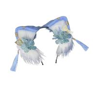 Ldabrye Fascia per capelli in peluche con orecchie di gatto con fiore stereo in stile cinese, per appassionati di cinema, per adulti, carnevale, accessori per capelli per donne e ragazze
