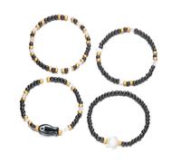 Ldabrye Hot Day - Braccialetti impilabili in ceramica a forma di pesce con perline con conchiglie accenti da spiaggia elasticizzata, idea regalo per il suo partito, accessori impilabili, Misura unica