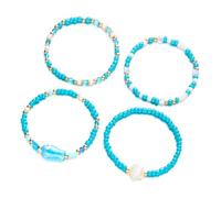 Ldabrye Hot Day - Braccialetti impilabili in ceramica a forma di pesce con perline con conchiglie accenti da spiaggia elasticizzata, idea regalo per il suo partito, accessori impilabili, Misura unica