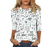 Ldabrye Love Heart - Maglietta da donna a maniche corte, casual, con scritta "Day and Date Love Heart", a maniche corte, casual, per celebrazioni, blu navy, XXX-Large