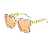 Ldabrye Occhiali da sole vintage con montatura oversize lenti polarizzate leggere perle per compleanno ragazza sfumature di moda occhiali da sole da sposa alla moda con perle, A