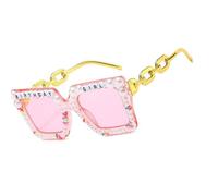 Ldabrye Occhiali da sole vintage con montatura oversize lenti polarizzate leggere perle per compleanno ragazza sfumature di moda occhiali da sole da sposa alla moda con perle, D