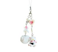 Ldabrye Portachiavi artistico a forma di gatto, accessorio per borsa, struttura in lega, ideale per uso domestico o festivo, portachiavi con gatti dei cartoni animati, bianco, Hanging rope