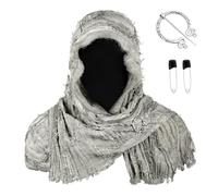 Ldabrye Sciarpa sciamani post apocalittico sciamani cappuccio costume medievale fascia con cappuccio con spilla vichinga per Halloween Cosplay sciarpa post-apocalittica sciamano cappuccio, CST094GY