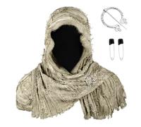 Ldabrye Sciarpa sciamani post apocalittico sciamani cappuccio costume medievale fascia con cappuccio con spilla vichinga per Halloween Cosplay sciarpa post-apocalittica sciamano cappuccio, CST094KH