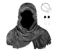 Ldabrye Sciarpa sciamani post apocalittico sciamani cappuccio costume medievale fascia con cappuccio con spilla vichinga per Halloween Cosplay sciarpa post-apocalittica sciamano cappuccio, CST094BK