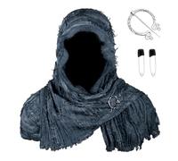 Ldabrye Sciarpa sciamani post apocalittico sciamani cappuccio costume medievale fascia con cappuccio con spilla vichinga per Halloween Cosplay sciarpa post-apocalittica sciamano cappuccio, CST094BU