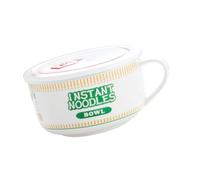 Ldabrye Set di ciotole per ramen in ceramica con coperchio funzione timer 1100 ml grande capacità modello fumetto maniglia resistente al calore per pasti in famiglia antiscivolo contenitore zuppa