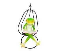 Ldabrye Statuina a forma di rane in stile cartone animato, semplice da appendere, decorazione per esterni, adatta per terrazze, spazi da giardino, rane oscillanti