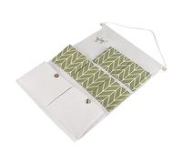 Ldafava Borsa di stoccaggio a muro di lino di cotone Organizzatore multi -tasca premium con palo in legno per camera da letto per la casa organizzando il verde grigio giallo 35x46 cm (Verde)