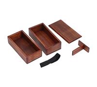 Ldafava Contenitore per il pranzo Box giapponese impilabile a 2 strati in legno naturale per la conservazione degli alimenti, per scuola, ufficio, cucina, picnic, legno di canfora, 16,4