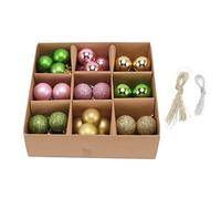 Ldafava Ornamenti delle Palle dell'albero di Natale 54 Pezzi da 3 cm Decorazioni a Sfera appesa in plastica Leggero per l'arredamento Natalizio (Golden Verde Rosa)