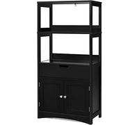 LDAILY Armadietto da pavimento con 2 cassetti, 1 cassetto e una base a 2 ante, armadietto da bar per soggiorno, cucina, bagno (nero)