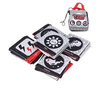 LDAUYZLING 26 Pezzi Libri di Stoffa per Bambini con Borsa in Tessuto Morbido Carte Puzzle per Bambini Giocattoli per l'Educazione Precoce (Nero Bianco Rosso)