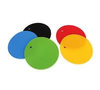 LDAUYZLING 5 pezzi rotondi da 7 pollici sottopentola in silicone resistente al calore presine in silicone giallo nero rosso blu verde