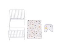 LDAUYZLING - Mobili per la casa delle bambole scala 1:12, Mini Set da letto, Cuscino decorativo, Telaio in metallo, Letto in miniatura realistico bianco (motivo stella)