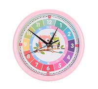 LDAUYZLING Orologio da parete plastica con disegni animati colorati, al quarzo, per imparare a leggere l'ora, ideale per la cameretta dei bambini e l'aula scolastica. (Rosa)