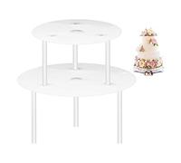 LdawyDE Alzatina per Dolci a Piani, Alzatina per Torta con 2 Piatti Separatori (16cm, 20cm) & 6 Torte Bastoncini Per Supporto (23cm) Alzata per Torta Impilate a Più Livelli Che Decorano per Dolci