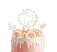 LdawyDE Decorazione Torta Battesimo, 1 Topper Legno & 3 Decorazione Cupcake a Forma di Colomba, Pesci, Libri di Preghiera, Decorazione Battesimo per Ragazzi e Ragazze