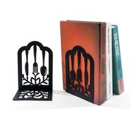 LdawyDE Fermalibri 2 pezzi Ferma Libri per Libreria per Mensole in metallo Nero Reggi Libri per Libreria Antiscivolo Reggilibri da Mensola,12x9x17cm