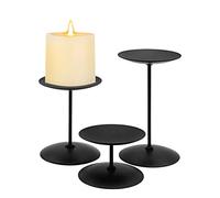LdawyDE porta candele, 3 candelieri vassoio in metallo nero portacandele candela a stelo portacandele dellavvento per la decorazione della tavola Matrimonio Halloween Decorazione natalizia