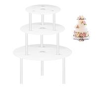 LdawyDE Supporti per Torte - Alzate Con 9 Tasselli e 3 Piatti 12/16/20 cm - Riutilizzabili per Torte a Più Livelli