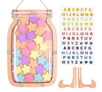 LdawyDE Tabella delle Ricompense per Bambini, Un Barattolo di Stelle, Token Economy Bambini, Viene Fornito con Supporto in Legno e Adesivi da Utilizzare in Classe e a Casa per Scopi Motivazionali