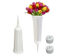 LdawyDE Vasi per Cimitero 2PCS, 18 x 7.7 cm Plastica Vaso per Cimitero con Picchetto, Piccolo Vasi Commemorativi Bianco Per Tombe Cimiteriali Grave Vases With 7 cm Spike Cimitero Decorazioni