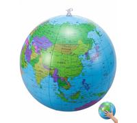 LDBEMG Mappamondo Gonfiabile 1 pz con Foro Supporto, Globo Didattico Leggero per Giochi e Studio, Strumento Educativo per Apprendere la Geografia in Modo Interattivo