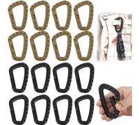 LDBKLGHJ Carabiner in Plastica 16 Pezzi - 8 Khaki + 8 Neri - 85x56x12 mm - Leggeri e Resistenti - Ideali per Campeggio, Trekking, Pesca, Ciclismo e Viaggi